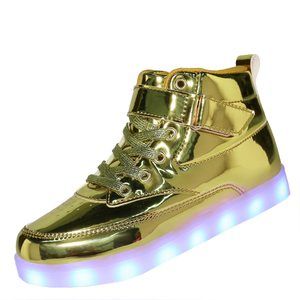 VOOVIX KIDS LED LIGHT UP HIGH-TOP SHOES RECHARGEABLE HI-SHINE GLOWING SNEAK